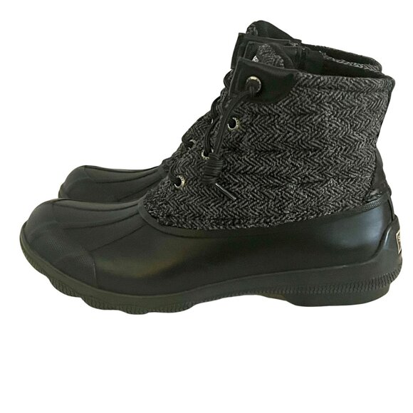 Sperry Womens Saltwater Wool Tweed Duck Boots Size 6.5 M Preppy Hunting Outdoor - Picture 2 of 10